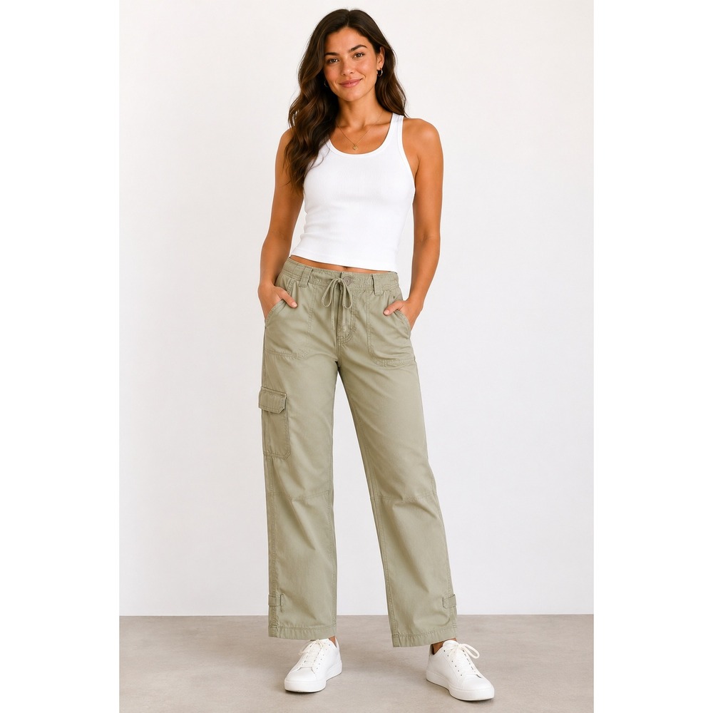 GAP Y2K Convertible Cargo Pants Womens 12 Khaki Green Utility Capri Straight Leg